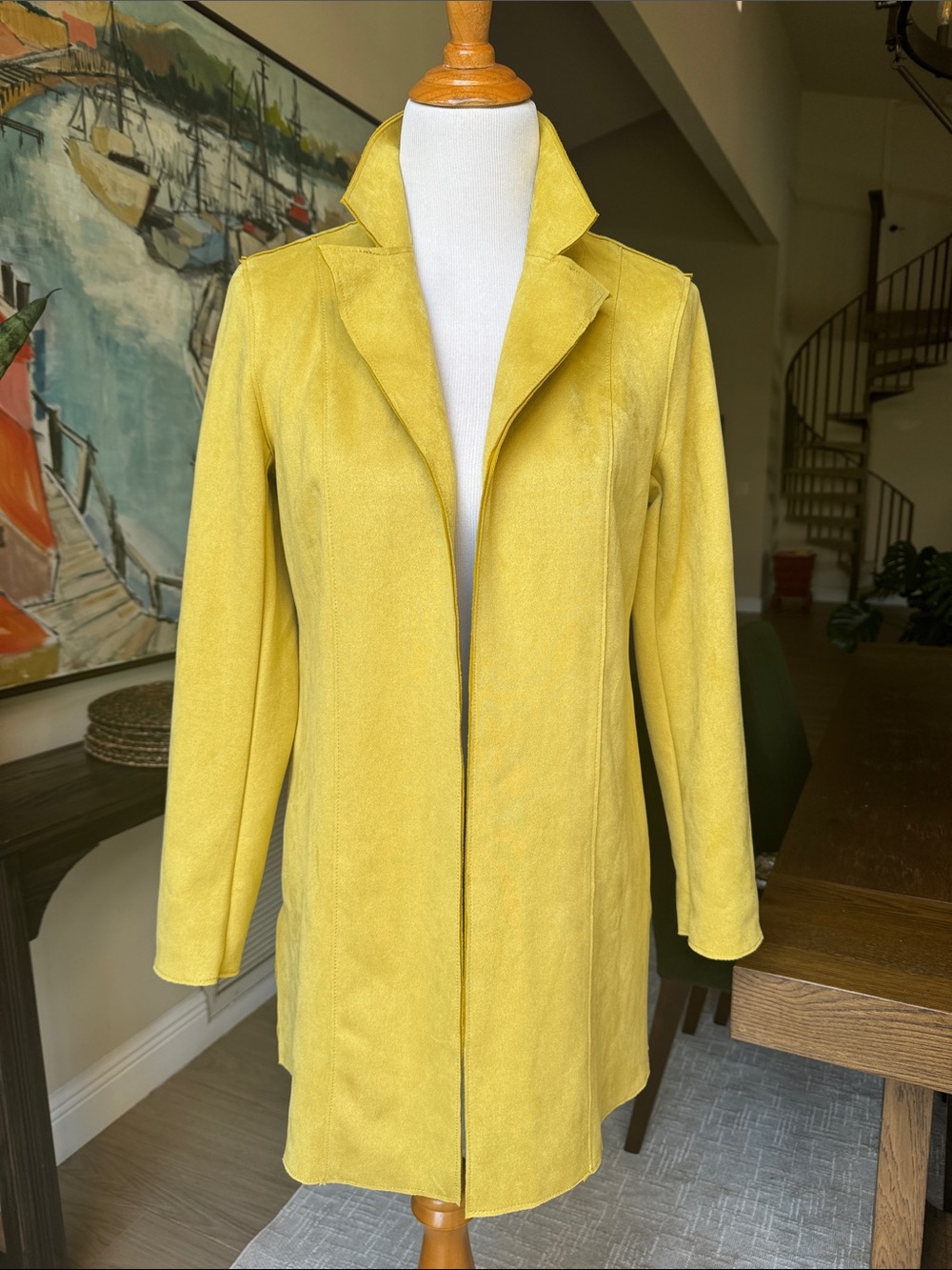 T Tahari Yellow Suede Trench Coat